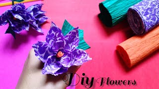 How to make paper craft flowers/crepe paper flowers/ home decoration ideas/diy paper craft flowers