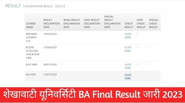 Shekhawati University BA Final Result 2023 Kaise Dekhe | PDUSU UG Final Result 2023 BA Part 3 Result