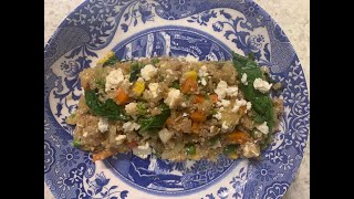 Warm Quinoa Salad With Feta Cheese.