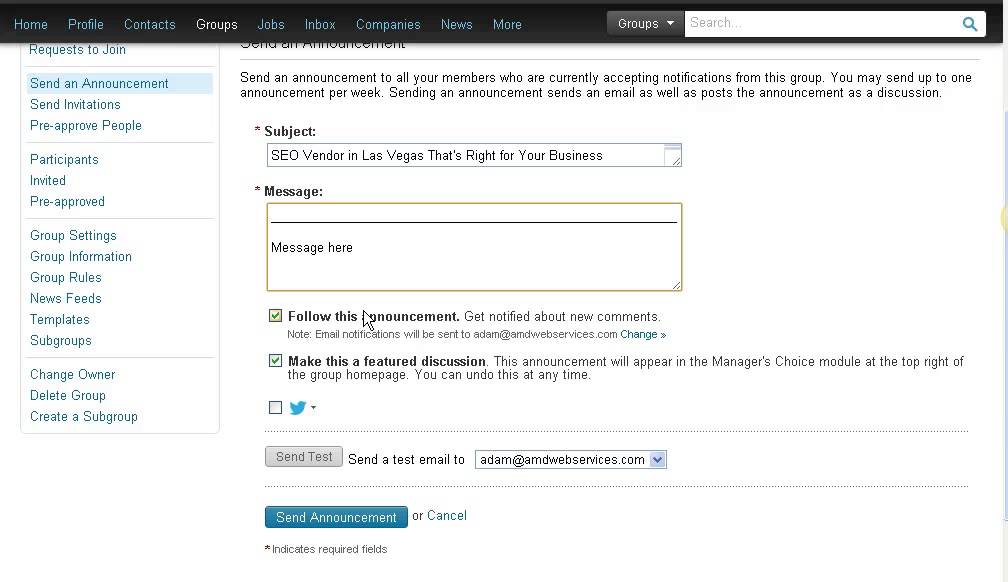How to Send a LinkedIn Announcements YouTube