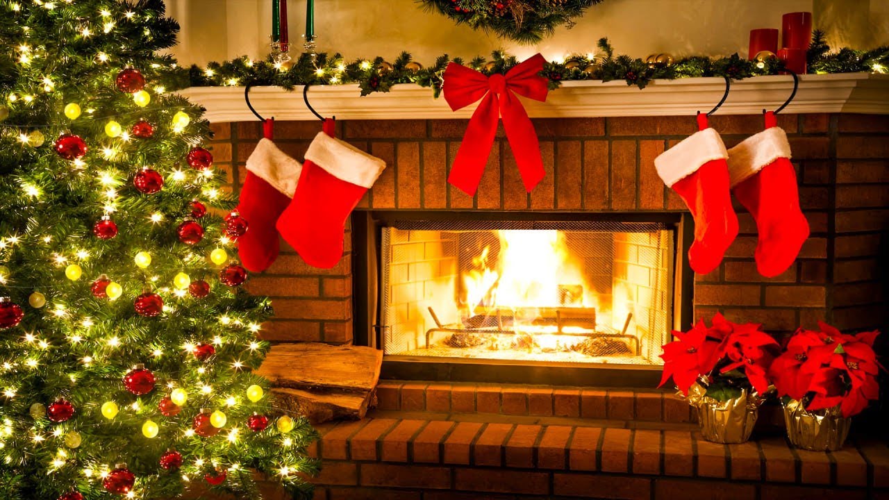 Beautiful Christmas Ambience 🎅🎄 Relaxing Christmas Music Fireplace 🔥 ...