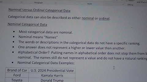 Nominal vs Ordinal Data