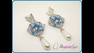 Tutorial orecchini Tetra4 con perline superduo, rocailles e cristalli swarovski