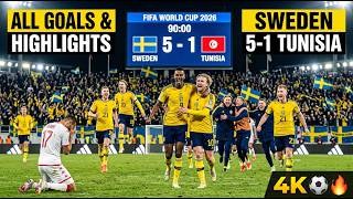 Sweden 🇸🇪 5 1 Tunisia 🇹🇳 Highlights & All Goals | FIFA World Cup 2026 Group F