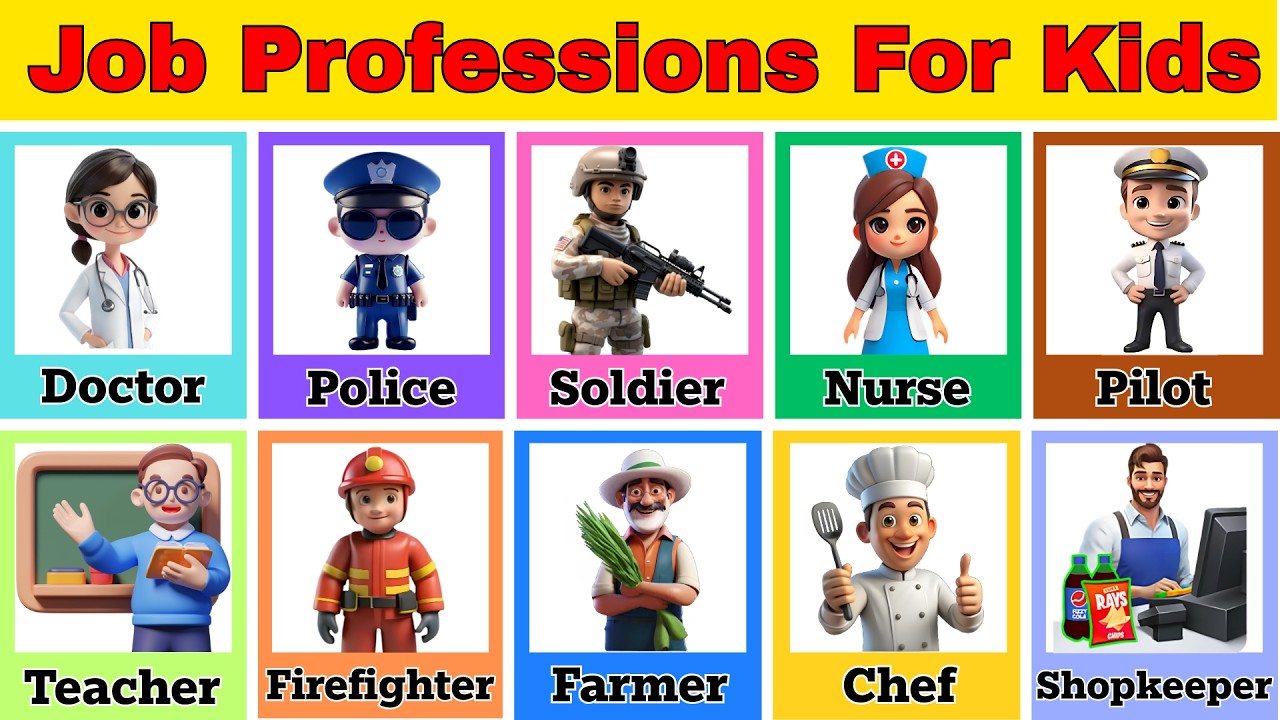 Профессии для детей | Названия и род занятий представителей различных профессий | Обучающее видео...