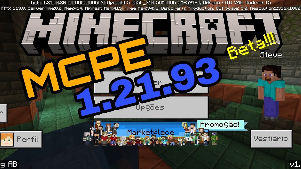 MINECRAFT PE 1.21.93 SAIU!! Nova atualização do mcpe - YouTube