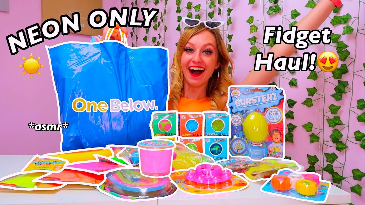 ⁣HUGE *NEON ONLY* SUMMER FIDGET HAUL FROM ONE BELOW!!😍🍉🥥🌴🍍🌸(ASMR UNBOXING!🤤) | Rhia Official♡
