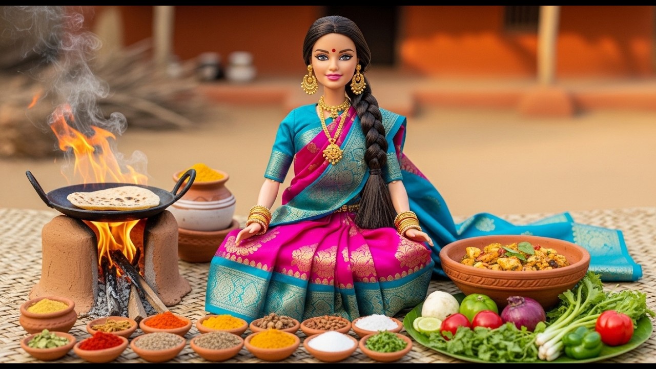 🥘🍆 Miniature Baingan Bharta Cooking ASMR | Tiny Indian Village Kitchen Doll Story 💕🔥