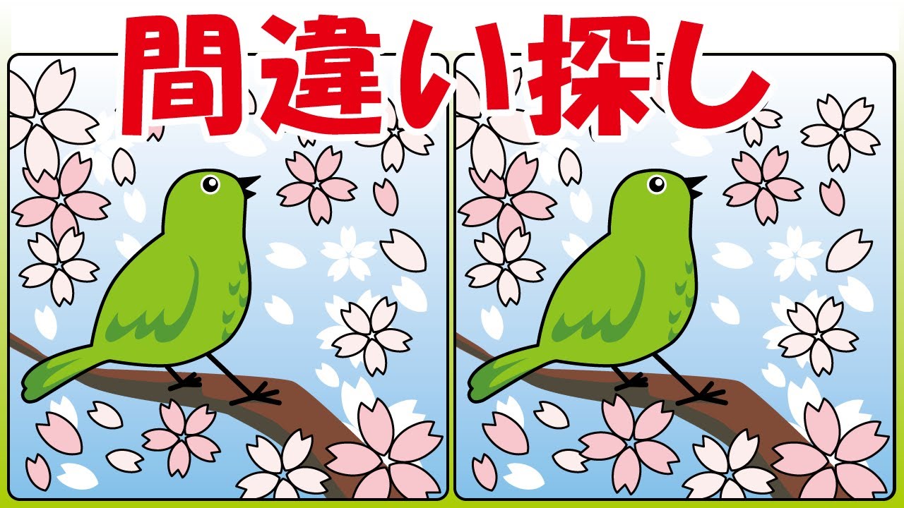 間違い探し 桜のイラスト 03 Youtube