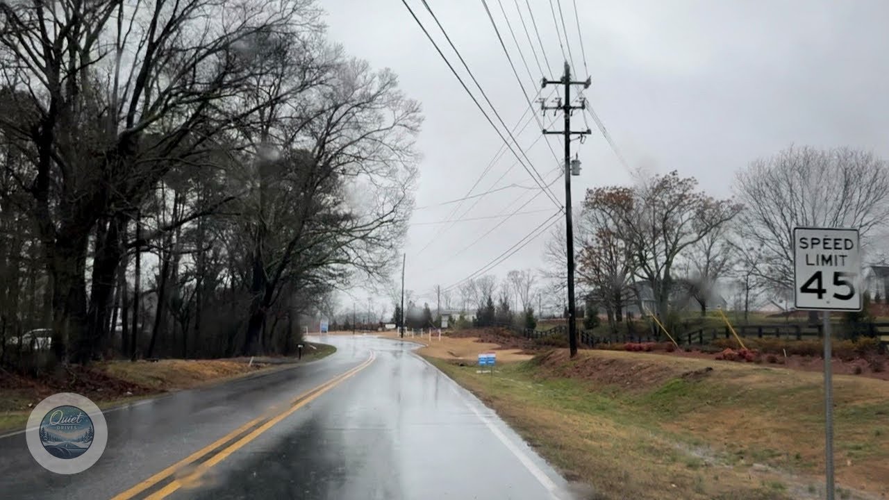 Rainy Day Drive Through Rural Georgia(USA) 🌧️ | Relaxing Car Sounds, Wet Roads & Farm Views (4K)
