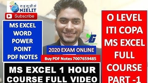 MS EXCEL CLASS IT TOOLS EXAM O LEVEL AND ITI COPA STUDENT FREE CLASS PART 1