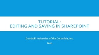 Tutorial   Editing and Saving in SharePoint