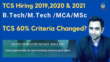 TCS Biggest Hiring 2019, 2020,& 2021 Batch | TCS 50% Criteria? | B.E./B.Tech/M.E./M.Tech/MCA/M.Sc