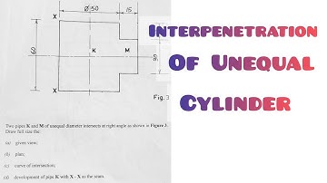 INTERSECTION OF UNEQUAL CYLINDER IN | TECHNICAL DRAWING | ENGINEERING DRAWING
