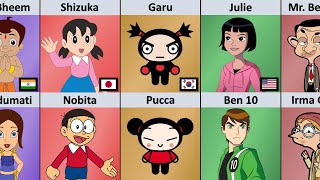 Cartoon Characters And Their Crush From Different Countries