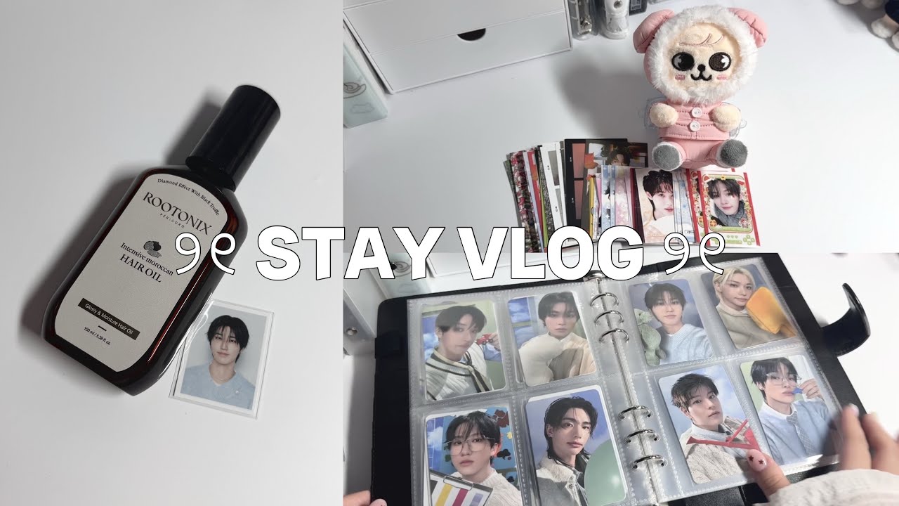 [STAY VLOG] 오랜만에 이것저것! ୨୧ | 스트레이키즈 • straykids • 루토닉스 • 헤어오일 • 퍼핌 • 비공굿 • 포카정리