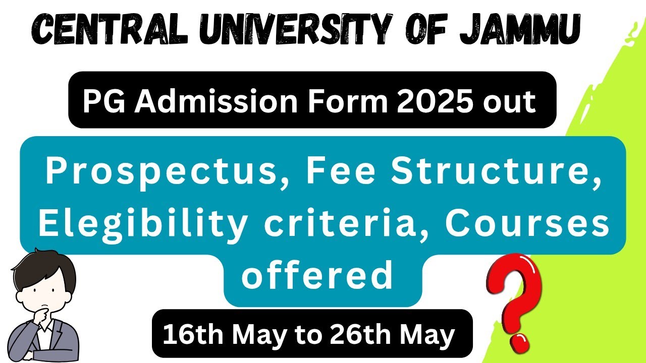 Central University Jammu PG Admission 2025 | Notification out | Apply ...