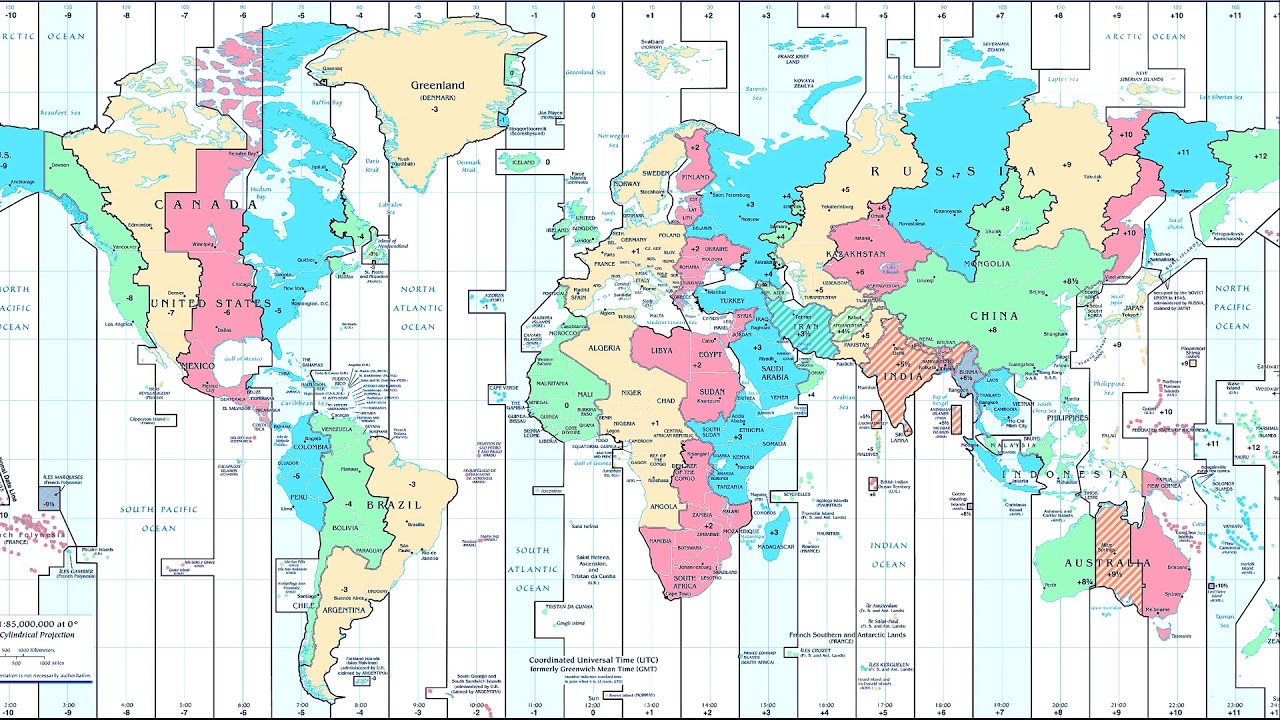 Карта часовых поясов европы