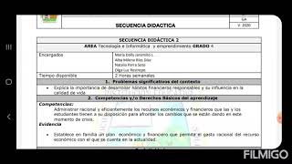 Explicación secuencia didáctica #2 tecnología y emprendimiento grado 4 sede Pradera Explicación secuencia didáctica #2 tecnología y emprendimiento grado 4 sede Pradera
