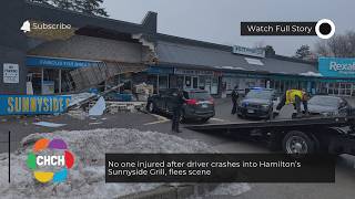 No one injured after driver crashes into Hamilton’s Sunnyside Grill, flees scene