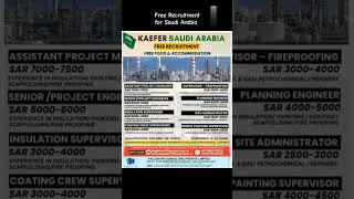 Free Recruitment for Kaefer Saudi Arabia #interview #shorts #gk #saudi