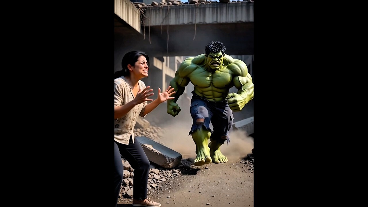 Hulk vs alien fight in village 