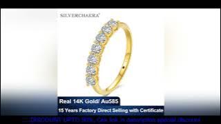High Quality Classic 7 Claws Moissanite Stone Ring 14K Yellow Gold AU585 Wedding Bands for Women Eng