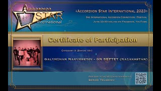 Galymzhan Narymbetov  GN SEPTET (Kazakhstan) Cat.9 (Bands 18+) Accordion Star International 2023