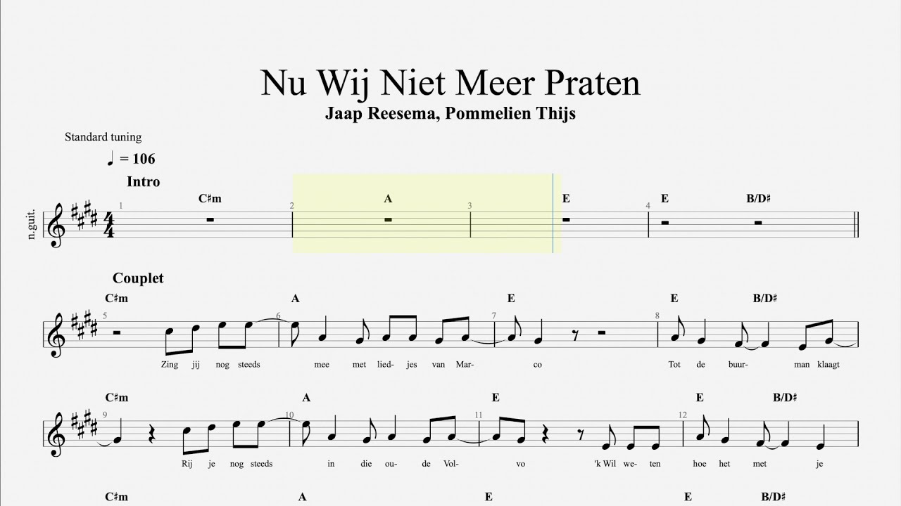 NU WIJ NIET MEER PRATEN zangmelodie Jaap Reesema - YouTube