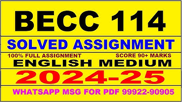 becc 114 solved assignment 2024-25 | becc 114 solved assignment in english 2025 | becc 114 2024-25