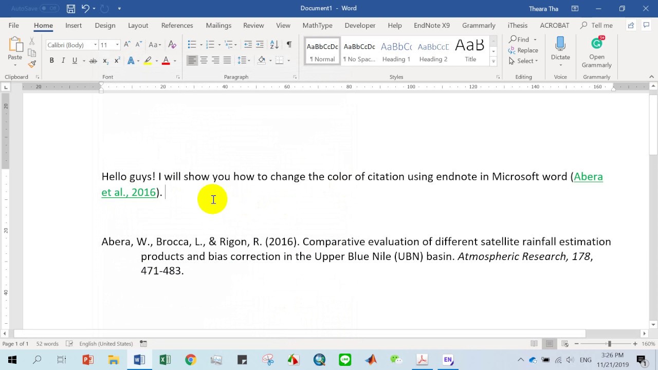 change word endnote format