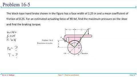 MD Lecture 24 Brakes and Clutches 4 Problems-Int. expanding and ext. concracting shoe brakes