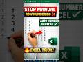 Stop Numbering Rows Manually in Excel 🚫 | 1-Second Auto Row Number Trick #excel #shorts
