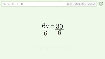 Solve 6y-12=18: Linear Equation Video Solution | Tiger Algebra