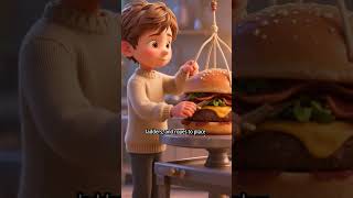 Epic Gourmet Burger Build by Cartoon Chefs – Hyper-Realistic 3D Food Art