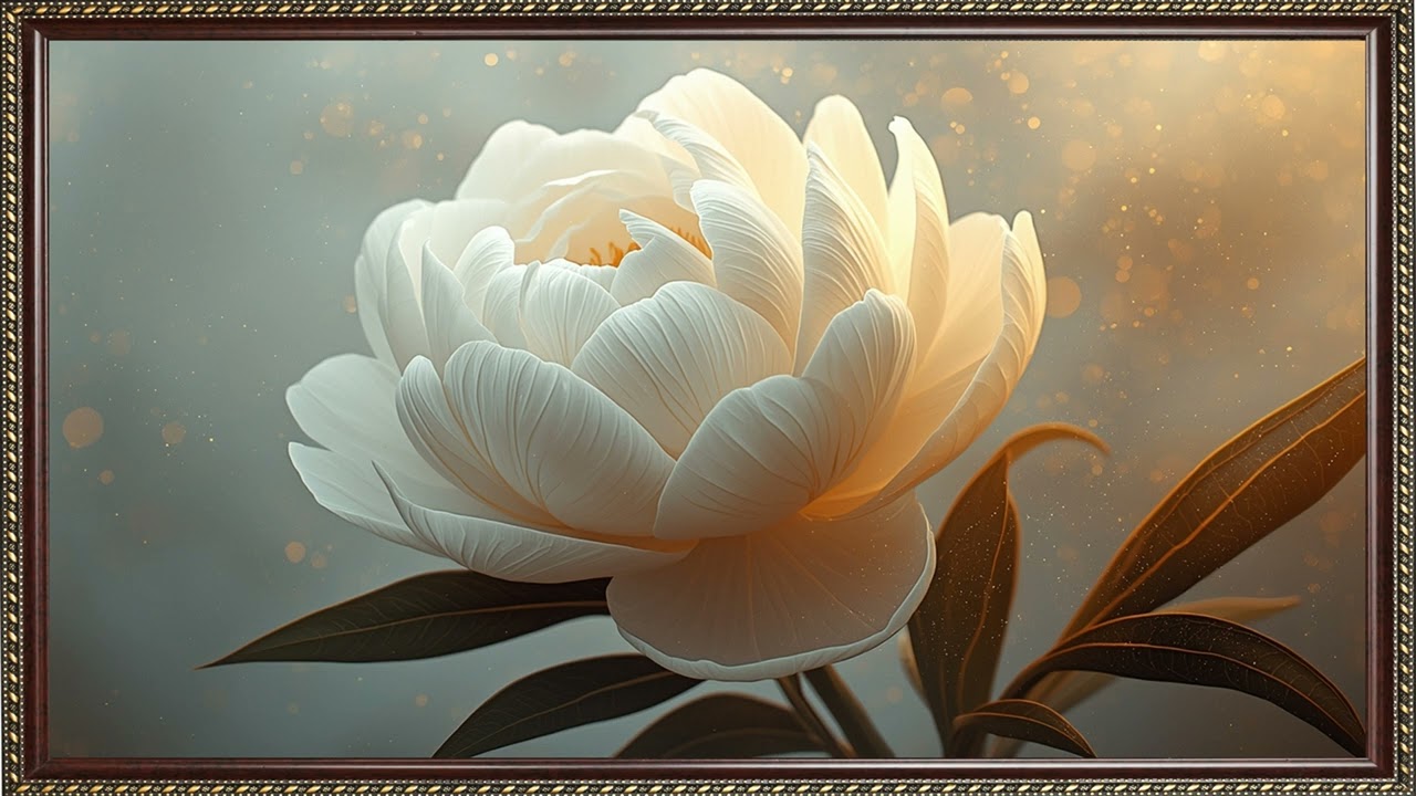 Golden Glow Peony 🌿 Relaxing 8K Floral TV Wallpaper