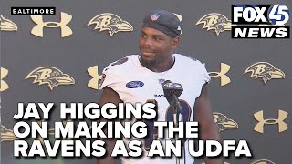 LB Jay Higgins speaks after making the Ravens 53-man roster as an undrafted free agent
