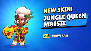 Brawl Stars Jungle Queen Maisie Unlocked Brawl Pass Skin Gameplay