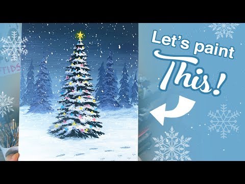 How to Paint a Christmas Tree! - DIY Christmas Gift (Acrylic Painting Tutorial)