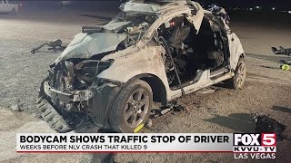 Body-worn camera footage shows driver cited for speeding weeks before he caused crash that killed 9