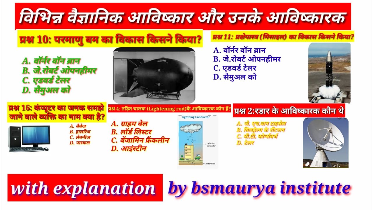 vishva ke pramukh abishkar/खोज और उनके खोजकर्ता/pramukh avishkar