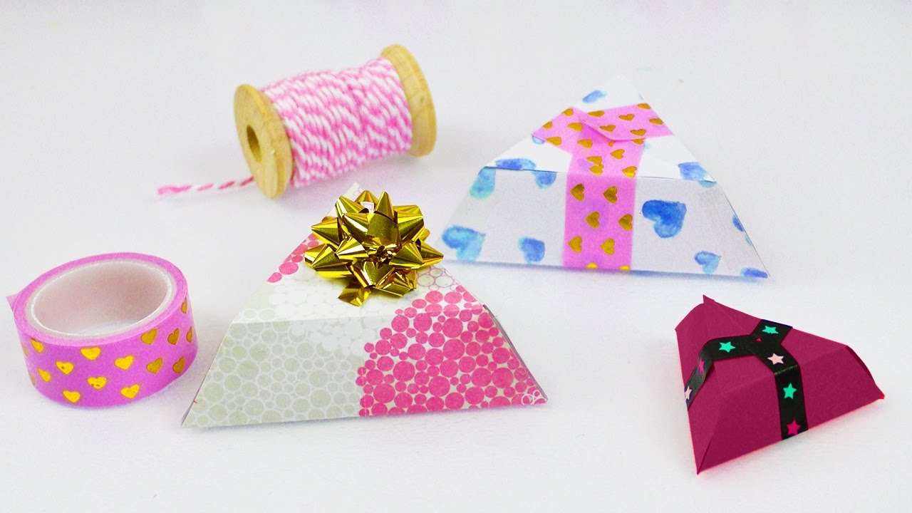 Geschenkbox DIY | Coole 3 Ecks Geschenkverpackung | Ganz einfach & schnell | Washitape - YouTube