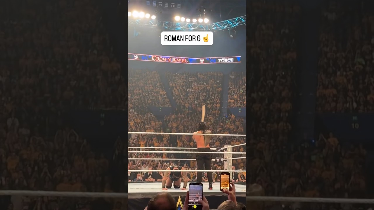 Roman Reigns using cricket bat and hit Bronson Reed WWE Crown Jewel