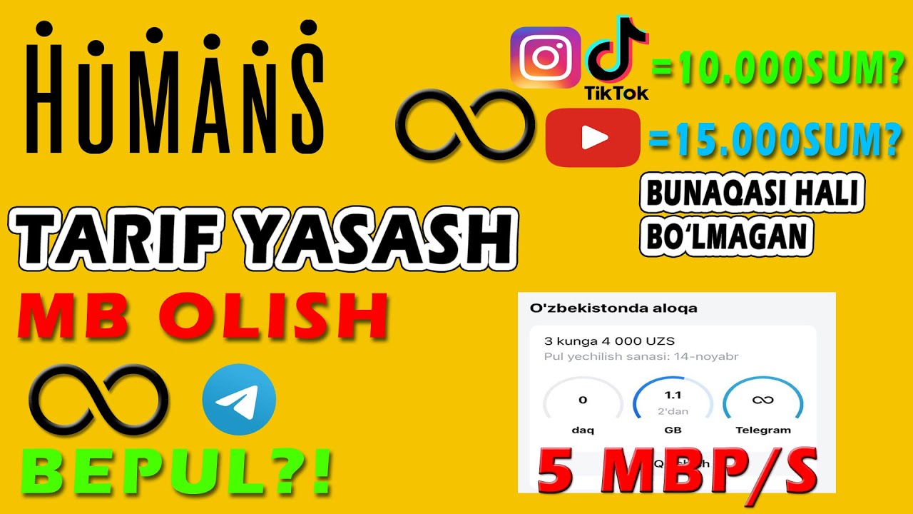 HUMANS.uz TARIF YASAYMIZ | MB OLAMIZ | PAKET YASAYMIZ - YouTube