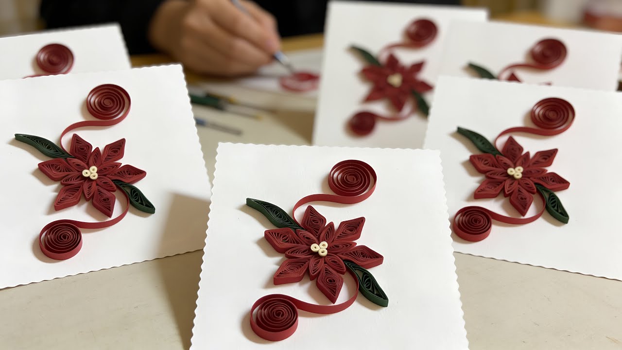 Red Paper Quilling Rose 🌹 New Year Greeting Card | Easy Tutorial