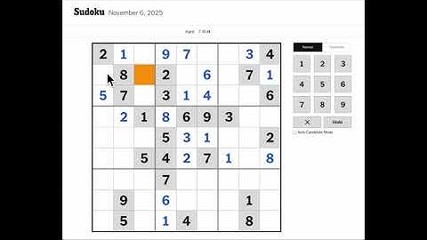 New York Times Sudoku Hard Solution for November 6, 2025: Solving without Markings