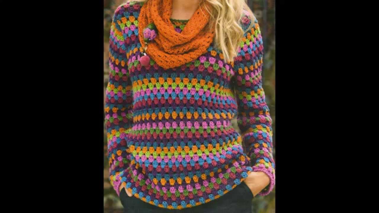 Como Tejer Jersey multicolor para principiantes a crochet YouTube