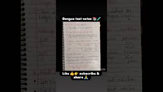 Dengue test notes 📚🧪🦠 #reels #education #shorts #ytshorts