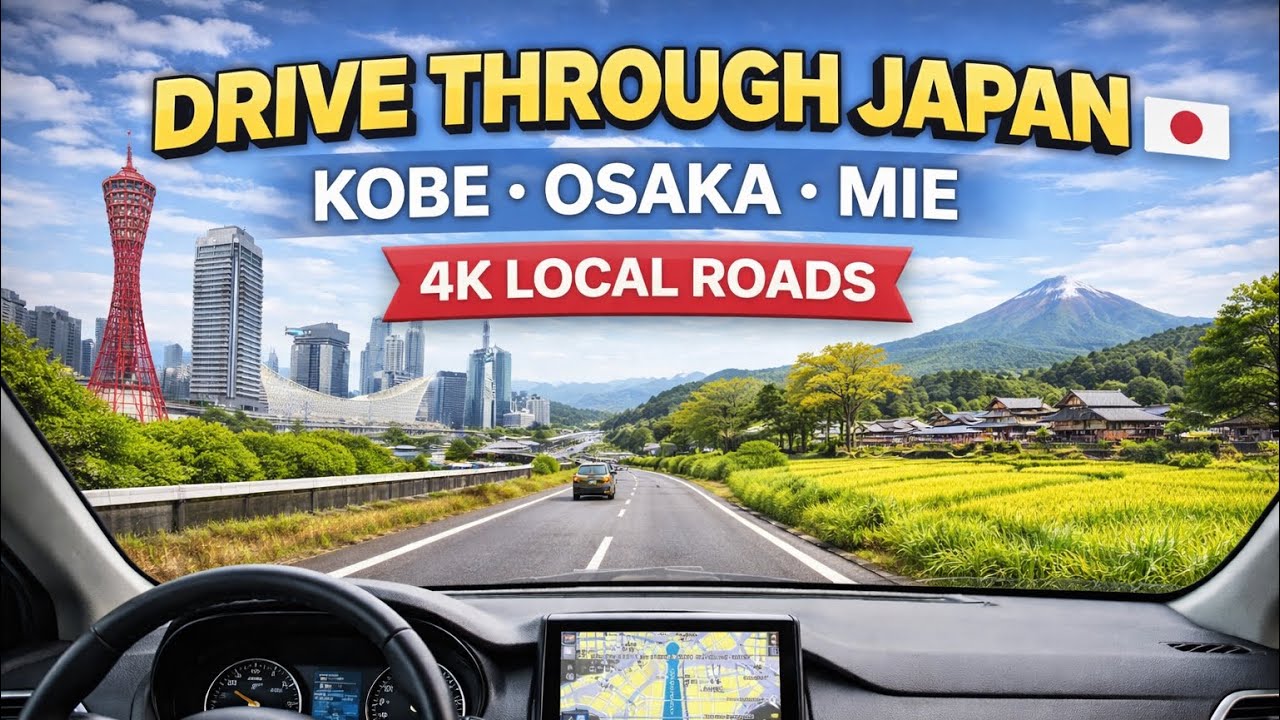 [4K] Local Roads Drive: Kobe, Osaka, Nara to Mie | Relaxing Ambient for Sleep & Focus
