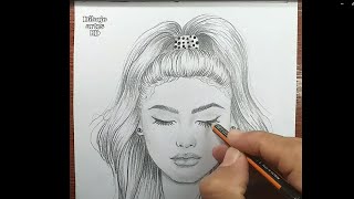 Dibujo fácil y hermoso de la cara de la niña  Cómo dibujar una niña
